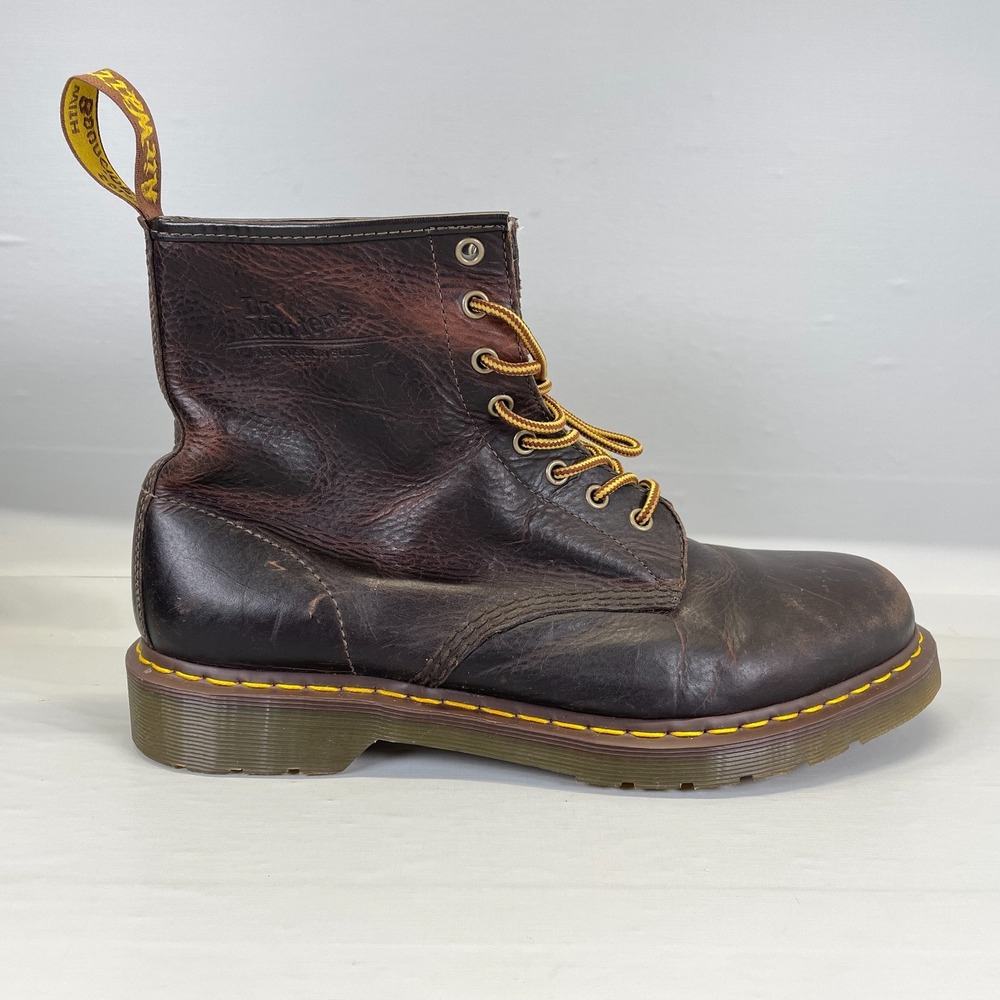 Dr Martens 11822 Boots Mens Size 13 Brown Leather 8 Eyelets Lace Up Casual Shoes